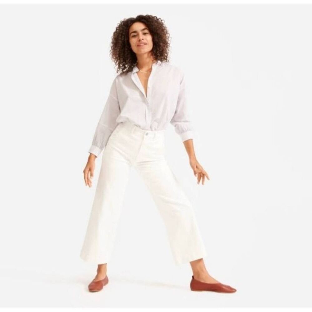 Everlane Cropped Wide Leg White Jeans Size 8